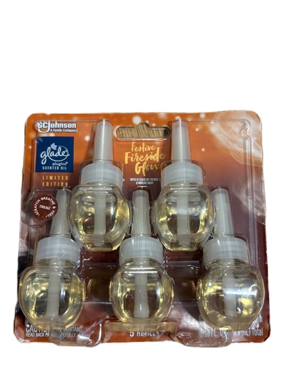 GLADE Festive Fireside Glow Plug-in OIL REFILLS Scented Oil Air Freshener NEW